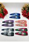 Snap Fastener Plaid Patterned Buckle Set of 10 Hair Clips Hair Accessory - 5