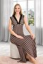 Brown Long Combed Cotton Nightgown - 2