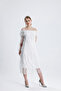 3D Floral Dress, Degaje Collar Evening Dress