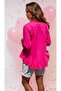 Women's Fuchsia Ruffled, Long Back Cotton Linen Relaxed Fit Blouse 3571319 - 2