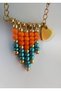 Fancy Bohemian Gold Stainless Steel Heart Detailed Colorful Design Necklace on Chain - 4