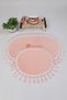 My Evilla Modern Simirna Decorative Plush Oval 60x100-50x60 Pompom Fringed Toilet Seat Set - 3