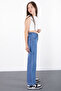 Blue Wide Leg Elastic Waist Girl's Jean Trousers 20496 - 3
