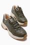 Caisa Khaki Textile Detailed Lace-Up Women's Sneakers - 3