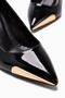 Carlota Black Patent Leather Pointed Toe Metal Detailed Heeled Women's Shoes - 7