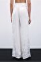 Jacquard wide leg trousers - ecru - 5