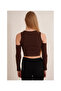 23254280 Camisole Off-The-Shoulder Long Sleeve Blouse Brown - 4