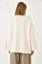 Women's Cream Half Turtleneck Wide Sleeve Long Knitwear Sweater - 5