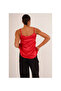23134061 Satin Chest Lace Detailed Sleeveless Blouse Red - 3