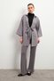 Women's Gray Binding Detailed Flam Linen Kimono - 5