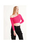 23254281 Camisole One-Shoulder Low-Cut Long-Sleeve Blouse Fusya - 2