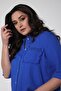 Trend42Plus Large Size Pocket Stone Printed Skirt Fringed Muslin Cobalt Blue Shirt - 5