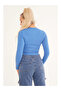 23254241 Ribbed Knit Los Angeles Printed Crop Blouse Blue - 4