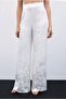 Jacquard wide leg trousers - ecru - 4