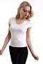 22474755 Thin Camisole Front Back V-Neck Short Sleeve Blouse Ecru - 4