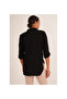 23133339 Front Short Back Long Button Detailed Capri Sleeve Shirt Black - 3