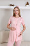 Maternity Short Sleeve Pajamas and Long Sleeve Dressing Gown Suit/ Button Lace Collar and Sleeve / Slippers and Crown Gift - 4