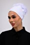 Ruffled Seamless Combed Cotton Bonnet White - Women's Hijab Tie Bun Inner Bonnet - 5