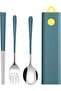 4 Pcs Portable Cutlery Set, Travel Cutlery, Stainless Steel Flatware Set with Case, Fork Spoon Chopsticks Utensils Set, for Home/Office/Party/Travel, Dishwasher Safe