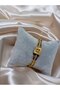 Women's Zircon Stone 316 Steel Gold Color Handcuff Bracelet - 3