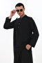 Men's Black Shirt with Epaulettes and Long Length Shirt - 4