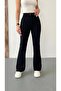 Women's High Waist Lycra Stretchy Flared Leg Fabric Pants - 3