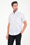 Classic Short Sleeve Armure Striped Flam Linen Button-Down Collar Gift Boxed Men's Shirt Fs-000678 - White L - 2