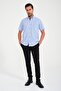 Classic Short Sleeve Neon Square Collar Buttoned Men's Shirt with Gift Box Fs-001221 - Blue - 5