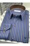 Classic Long Sleeve Premium Striped Gift Boxed Men's Shirt Fs-003272 - Navy Blue Coffee - 3