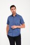Classic Short Sleeve Open Ground Box Pattern Linen Cotton Gift Boxed Men's Shirt Fs-000745 - Dark Navy