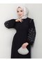 Number 10 Fashion - Stone Detailed Hijab Ferace Dress, Shoulder and Sleeve Jewelled - 10NMR4000