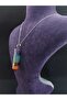 Chakra Stones Natural 7 Chakra Stone Pandul Pendulum Model Meditation Themed Steel Chain Necklace - 8