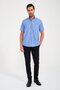 Classic Short Sleeve Open Ground Box Pattern Linen Cotton Gift Boxed Men's Shirt Fs-000745 - Indigo - 3