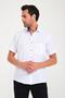 Classic Short Sleeve Open Ground Box Pattern Linen Cotton Gift Boxed Men's Shirt Fs-000745 - White Navy - 3