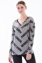 83610011 Soft Collar Lace Paris Printed Long Sleeve Tunic Gray - 2