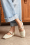 Colorful Tweed Fabric Blunt Toe Women's Ballerina Shoes - 2