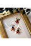 Orange Enameled Insect Earrings - 2