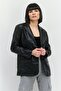 Women Petite Solid Casual Blazer, Black