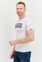 Men Crew Neck Short Sleeves Brand Logo T-Shirt, White - 4