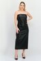 Women Solid Leather Midi Dress, Black