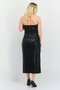 Women Solid Leather Midi Dress, Black - 4