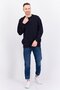 Men Crew Neck Plain Long Sleeves Sweatshirt, Navy - 4