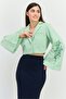 Women Regular Fit Textured Semi Formal Blazer, Green