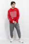 Men Hooded Long Sleeve Graphic Print Sweatshirt, Red - 2