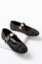 Duyra Black Tweed Fabric Round Toe Ballerinas with Accessories (1 cm Heel) and Hard Hat Style Cap - 5