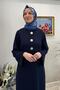 Banu Brooch Knitwear Dress Navy Blue - 6