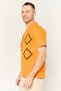 Men Sportswear Fit Short Sleeves Outdoor T-Shirt, Orange - 3