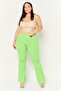 Women Regular Fit Embroidered Logo Wide Leg Pants, Lime Green - 4