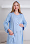 Maternity Nightgown & Robe Set / Robe with Pockets & V-Neck Short Sleeve Nightgown / with Slippers and Crown Gift - 3