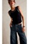 Navy Blue Color Asymmetrical Boyfriend Jeans - 7